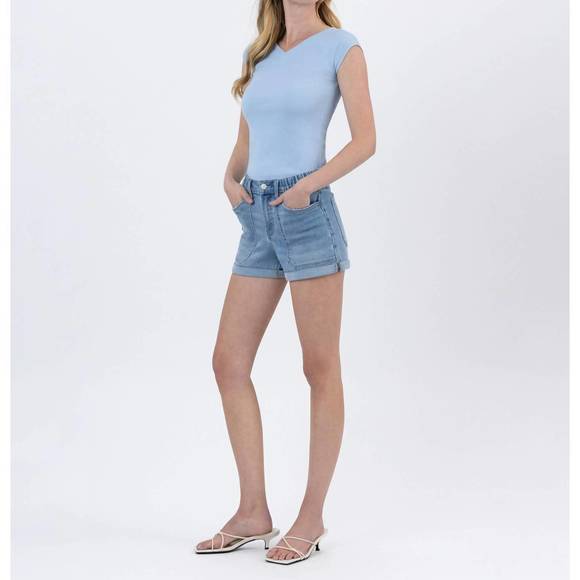 NEW LOVERVET double cuffed denim shorts in desirable - Picture 5 of 5